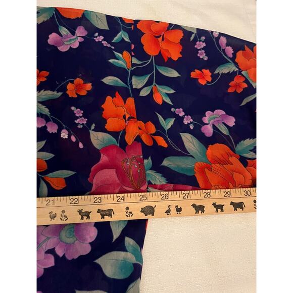 Victoria's Secret Kimono Robe Women's One Size Blue Satin Floral Gold Label VTG - Picture 12 of 12